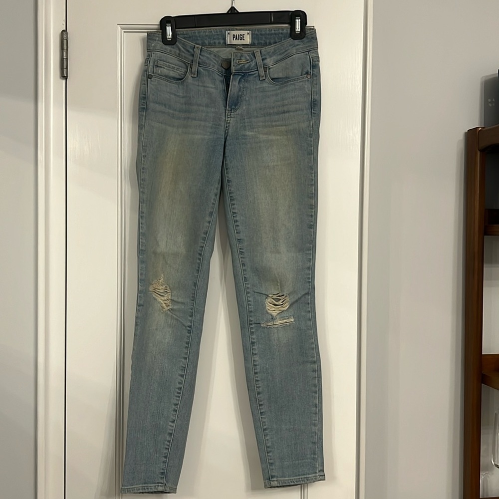 Paige denim verdugo ankle ripped light wash